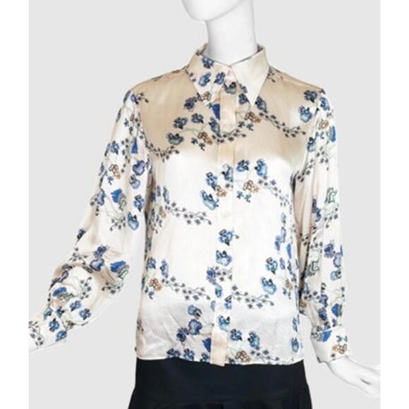 Chloe Floral Long Sleeved Button Up 100% Blouse Women's Large - Picture 1 of 10